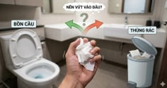 Giấy vệ sinh dùng xong nên vứt vào bồn cầu hay thùng rác?