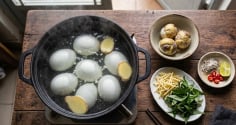 Vì sao luộc trứng vịt lộn nên thêm vài lát gừng?