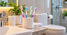 Có nên để bàn chải đánh răng trong nhà tắm?