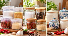 Nên đựng gia vị trong hũ nhựa, thủy tinh hay gốm sứ?