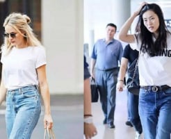 Muôn vàn cách mix áo thun trắng và quần jeans sành điệu hack tuổi cho cô nàng U40