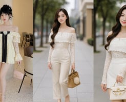 Diện áo ren trễ vai kiểu này đẹp chuẩn nàng thơ, dịu dàng mà đầy cuốn hút