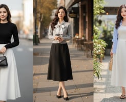 Chỉ cần một chiếc chân váy suông, chị em mặc thế nào cũng sang – tôn dáng đỉnh khỏi bàn