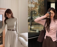 Áo thun dài tay và quần mùa đông chính là gợi ý hoàn hảo cho những ngày không quá lạnh