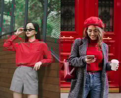 Phối đồ đỏ xám ngày Tết: công thức thanh lịch vượt thời gian