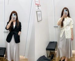 Chân váy satin trắng lên ngôi 2026: Công thức đen – trắng tối giản nhưng vẫn đủ sức nâng tầm phong cách