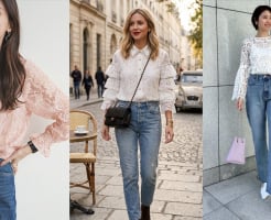 Áo ren + quần jeans: Cách phối đồ mùa thu giúp phụ nữ vừa nữ tính vừa trẻ trung