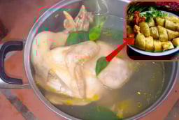 Luộc gà cùng nước lã vừa tanh vừa đỏ, thêm nắm lá này gà vàng ươm, chín đều ngọt thịt
