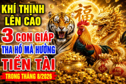 Khí Thịnh lên cao, 3 con giáp tha hồ mà hưởng Tiền Tài trong tháng 8/2026