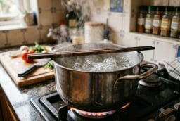 Đặt 1 chiếc đũa gỗ lên miệng nồi khi nước đang sôi để làm gì?