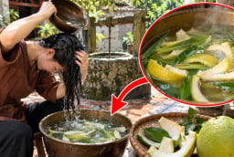 Mẹo nấu vỏ bưởi gội đầu kích tóc con mọc tua tủa