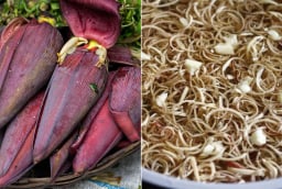 Hoa chuối thái ra ngâm trong nước pha loại gia vị này, để lâu vẫn trắng giòn, không bị thâm đen