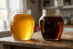 Mật ong đang vàng óng chuyển sang sậm đen là vì sao?