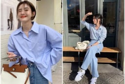 Sơ mi xanh oversized – món đồ “quốc dân” giúp nàng công sở trẻ trung và thanh lịch
