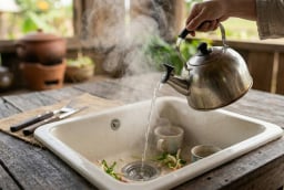 Đổ một cốc nước nóng xuống cống theo cách này: Nhà bếp thơm tho suốt cả tuần, sạch bóng dầu mỡ