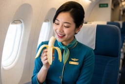 Vì sao khi đi máy bay các nữ tiếp viên thường mang theo 1 quả chuối
