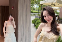 Mang thai tháng thứ 7, Á hậu Tường San vẫn ghi điểm với phong cách thời trang thanh lịch và cuốn hút