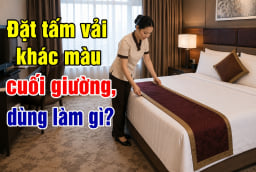 Giường ngủ khách sạn đặt tấm vải khác màu cuối giường, dùng làm gì?