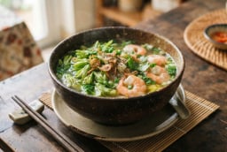 Hoa thiên lý nấu tôm ngon