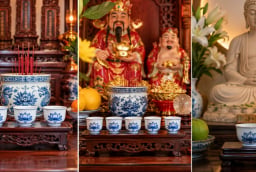 Vì sao ban thờ gia tiên hoặc Thần Tài thường có 3, 5 chén nước, còn ban thờ Phật thường chỉ 1 chén?