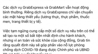 Grab, Now thông báo dừng chở khách, giao đồ ăn tại Hà Nội