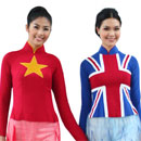HH Thùy Dung, Ngọc Hân diện áo dài mang biểu tượng cờ Việt và Anh
