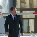 Ảnh: Ông Medvedev đi làm bằng trực thăng để tránh tắc đường