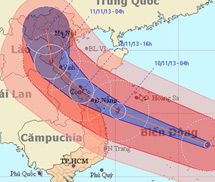 Bão số 14 đang tiến gần vùng biển Huế - Bình Định