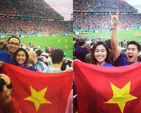 Hà Tăng khoe ảnh cầm ngược quốc kỳ tại World Cup