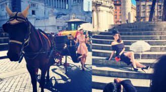 Trọn ảnh hậu trường Ngọc Trinh làm công nương kém xinh ở Ý