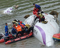 Hãi hùng hiện trường máy bay Đài Loan rơi giữa sông