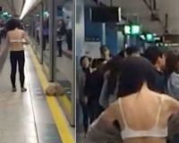 “Hot girl” tự cởi áo giữa sân ga khiến hành khách đỏ mặt