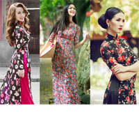 Sao Việt lăng xê mốt áo dài hoa vintage