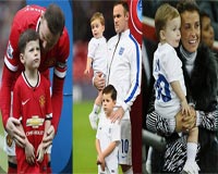 Con trai Rooney mặc đồ thể thao ra sân cùng bố