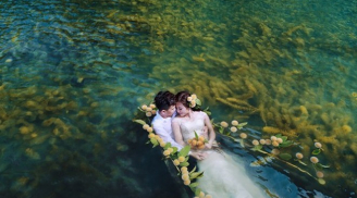 Ngất ngây bộ ảnh cưới dưới nước đẹp mê hồn của cặp đôi Hà Thành
