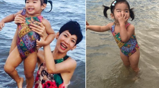 Con gái Xuân Lan biểu cảm gương mặt cực yêu trên biển Vũng Tàu