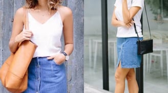 Chế váy denim cũ rích thành 2 kiểu đầm sành điệu