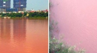 Xôn xao hình ảnh nước sông Hồng đột ngột chuyển màu lạ