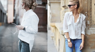 Biến tấu cực trendy cùng sơ mi trắng và quần jean xanh