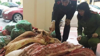 Thu giữ 1 tấn thịt lợn bẩn tuồn vào chợ Phùng Khoang