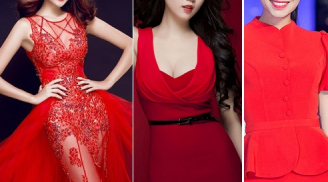 Nghệ sỹ Việt diện đầm đỏ 'may mắn' đón chào năm mới