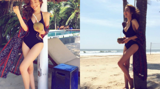 'Bỏng mắt' ngắm Elly Trần tạo dáng cùng bikini trên bãi biển