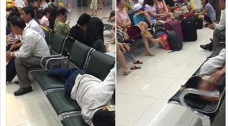 Hình ảnh 'phát ngượng' của người đàn ông ở sân bay Nội Bài