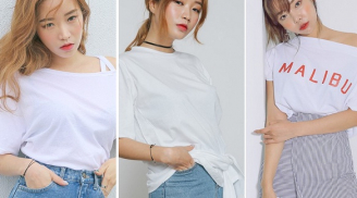 15 kiểu áo thun trắng được bạn gái yêu thích ngày hè