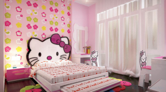 Giấy dán tường màu hồng dành cho phòng ngủ bé gái
