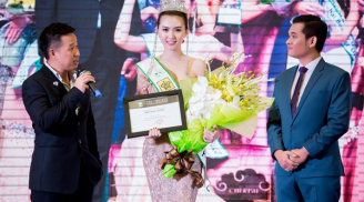 Hoa hậu 'thị phi' Ngọc Duyên mặc váy cũ lên nhận giấy chứng nhận Nữ hoàng sắc đẹp
