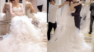 'Choáng' với bộ váy cưới 'siêu độc' của Trấn Thành đặt riêng cho Hari Won