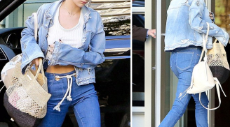 Học Bella Hadid diện cả cây denim chất lừ xuống phố