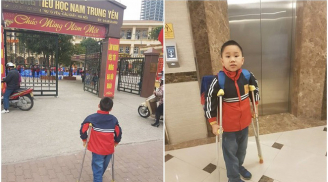 Ngày đầu trở lại trường của học sinh bị gãy chân tại trường Nam Trung Yên
