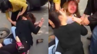 Hai cô gái đánh nhau như phim chưởng giữa đường phố Hà Nội sau cú va chạm giao thông